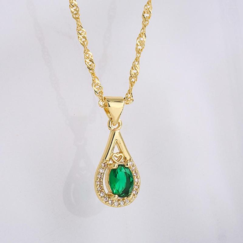 

Pendant Necklaces Mafisar Design Trendy Gold Plated With Green Zircon Geometric Necklace Luxury Collarbone Chain For Girl Party Gift