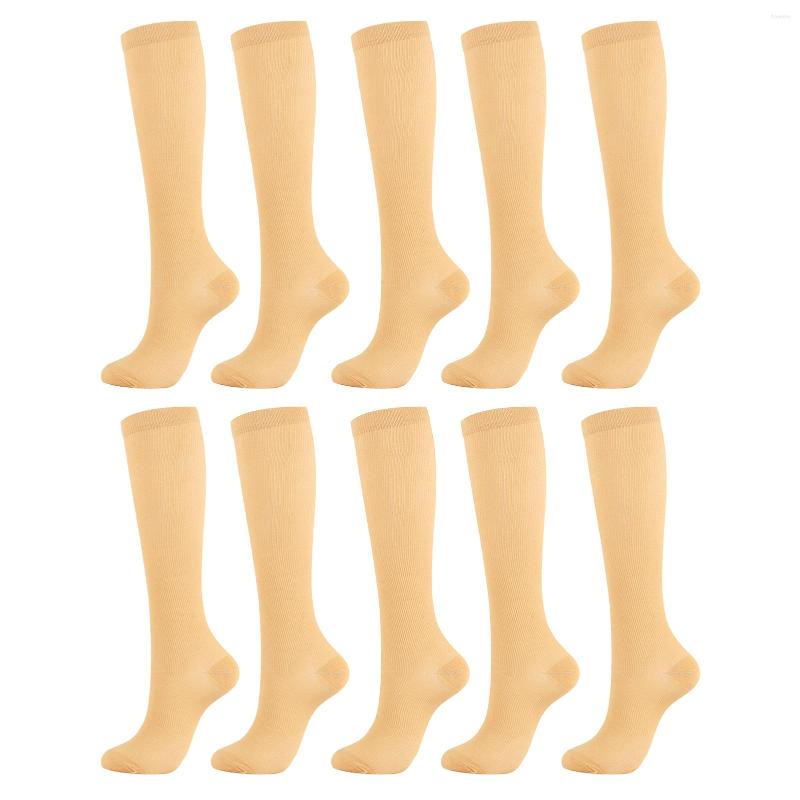 

Sports Socks 5pairs Men Women Varicose Veins For Running Compression Athletic Knee High Pregnancy Nurses Travel Flight Stockings Hiking, Flesh tint