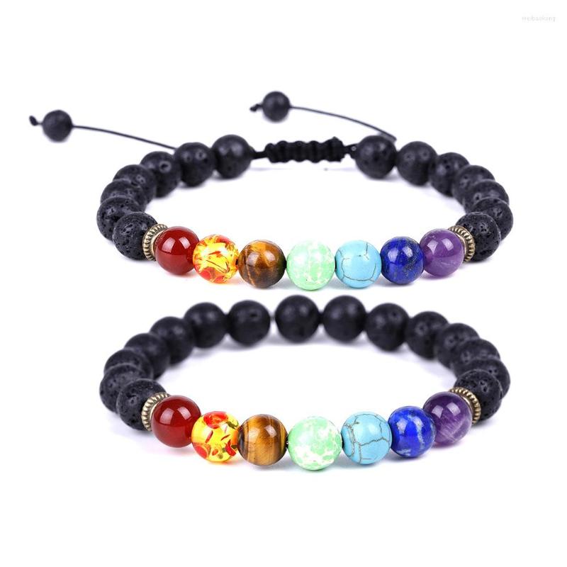 

Strand Bracelets Handmade Natural 7 Chakra Bead Stone For Women Reiki Healing Yoga Beaded Men Fashion Bohemian Accessories