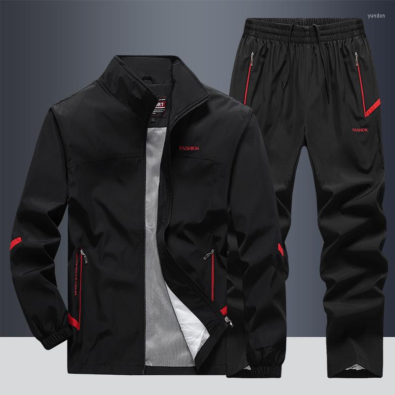 

Running Sets 2023 Brand Loose Men's Sportswear Casual Set Tracksuit Zipper Jacket Jogging Survetement Homme Training Suits, Black