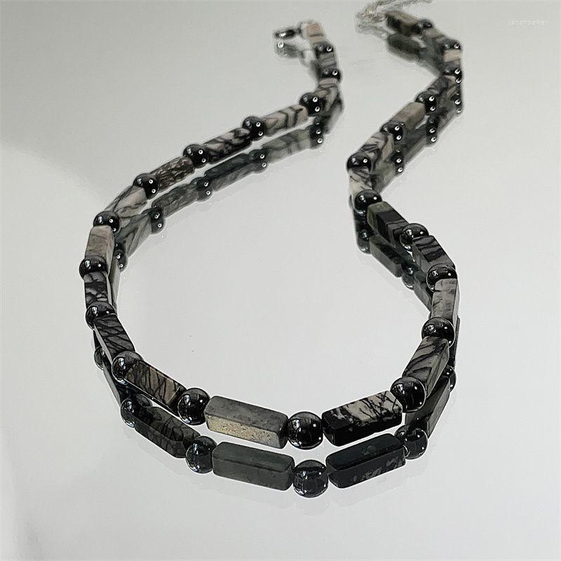 

Chains Square Round Bead Necklace Men's Fashion Cool Light Luxury Small Design High Sense Versatile Simple Handsome Jewelry