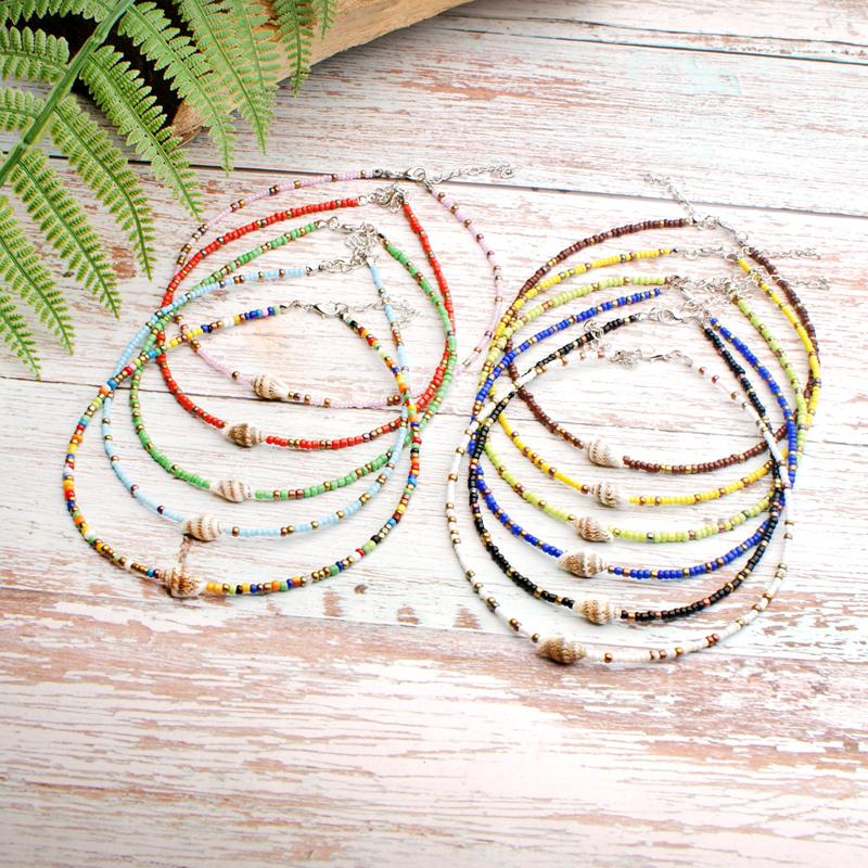 

Choker Chokers GIRL Colorful Seed Bead Shell Women Natural Cowrie Bib Collier Femme Bohemian Statement Vintage Collare DropChokers