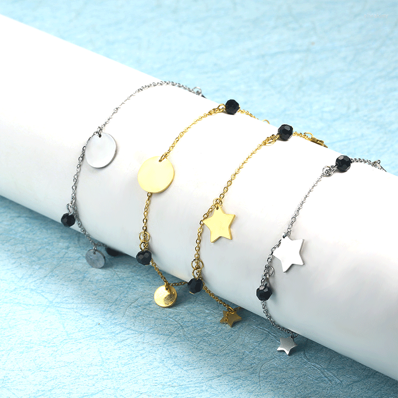 

Charm Bracelets Star Round Chain Link Bracelet Charms Female Bangles For Women Stainless Steel Jewelry Accessories