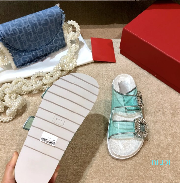 

Designer Classic slippers Summer woman beach Cartoon Flat Belt buckle sandals women Slides women shoes