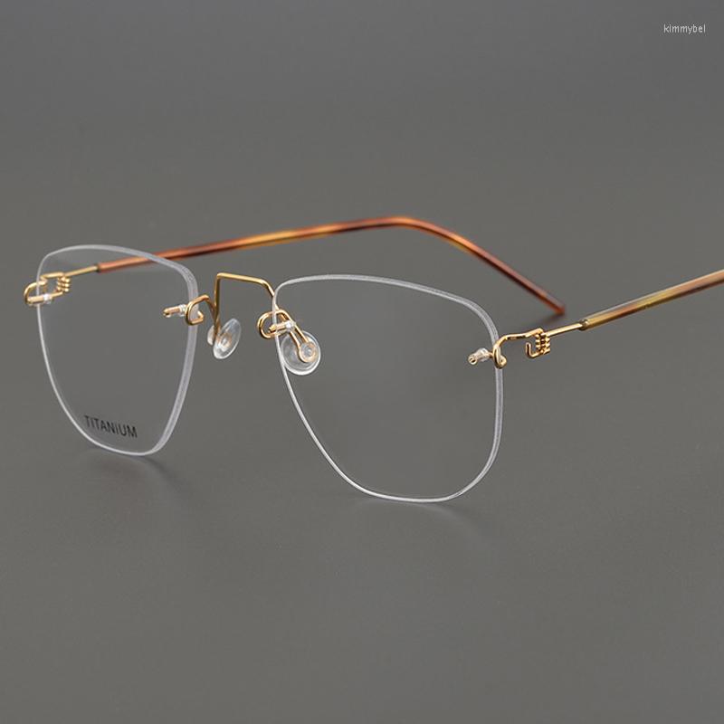 

Sunglasses Frames Handmade Titanium Irregular Rimless Glasses Frame Men Fashion Screwless Eyeglasses Women Denmark Optical Prescription