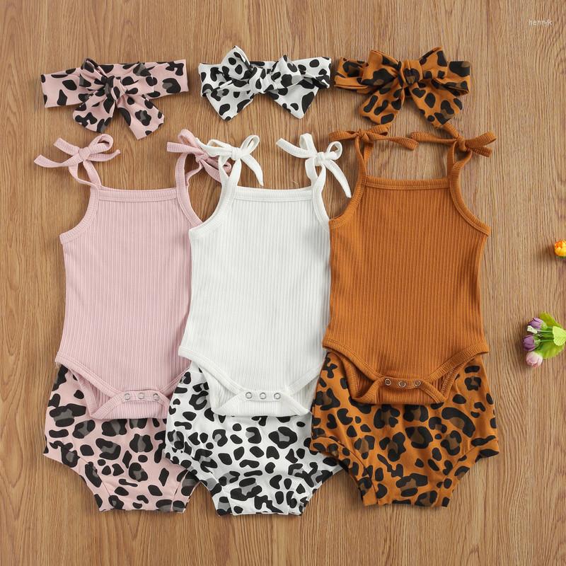 

Clothing Sets Infant Born Girls 3 Pcs Outfits Suits Sling Tank Tops Romper Leopard Shorts Headband