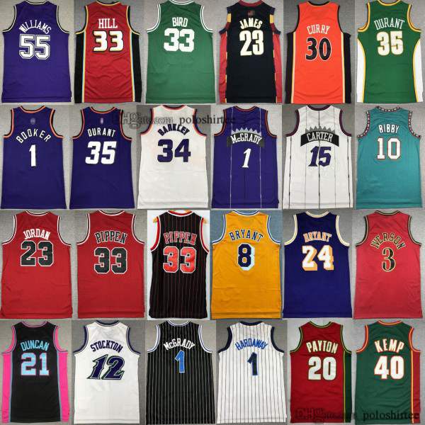 

Retro Bryant Basketball Jerseys Pippen Rodman Durant Iverson McGrady Carter Garnett Hardaway Hill Williams Curry Kemp Payton Duncan MJ Jerseys mesh Mens, As photo