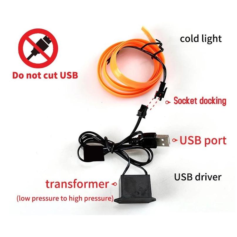 motocovers 5m car interior accessories atmosphere lamp el cold light line with usb diy decorative dashboard console auto led ambient