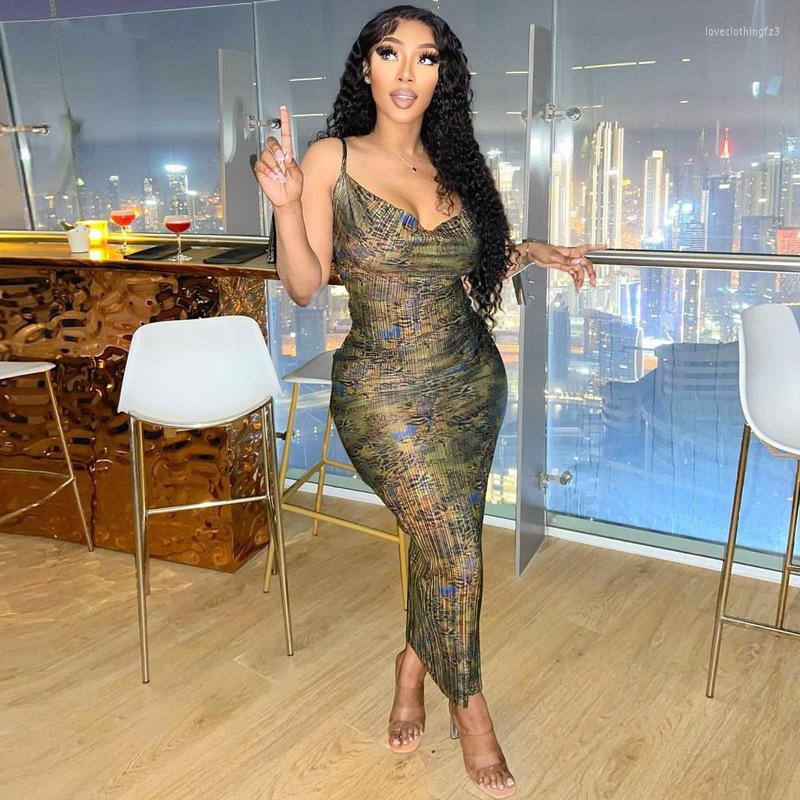 

Casual Dresses Women Fashion Party Club Evening Bodycon Streetwear Long Dress 2023 Summer Clothes Wholesale Items For Business Vestidos, Brown