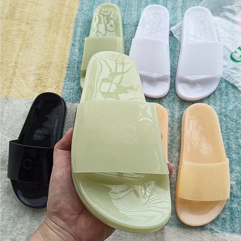 

Designer Double G Women Slippers Chunky Rubber Slippers Jelly Sandals High Heels Sandal Summer Thick Bottom Slipper Beach Slides Alphabet Pink Green Candy Colors, Ggi5043