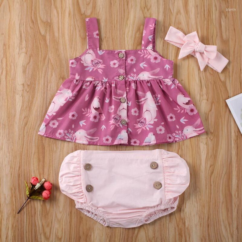 

Clothing Sets Born Baby Girl Kid Sunsuit Clothes Skirt Sling Top Spaghetti Strap Floral Button Shirts Shorts Headband, Picture shown