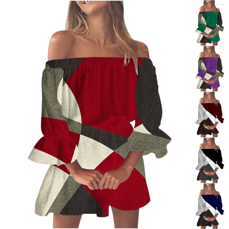 

Casual Dresses Fashion Summer Beach Dress For Women One-Piece Collar Printed Fashionable Vestidos Para Mujer, Black