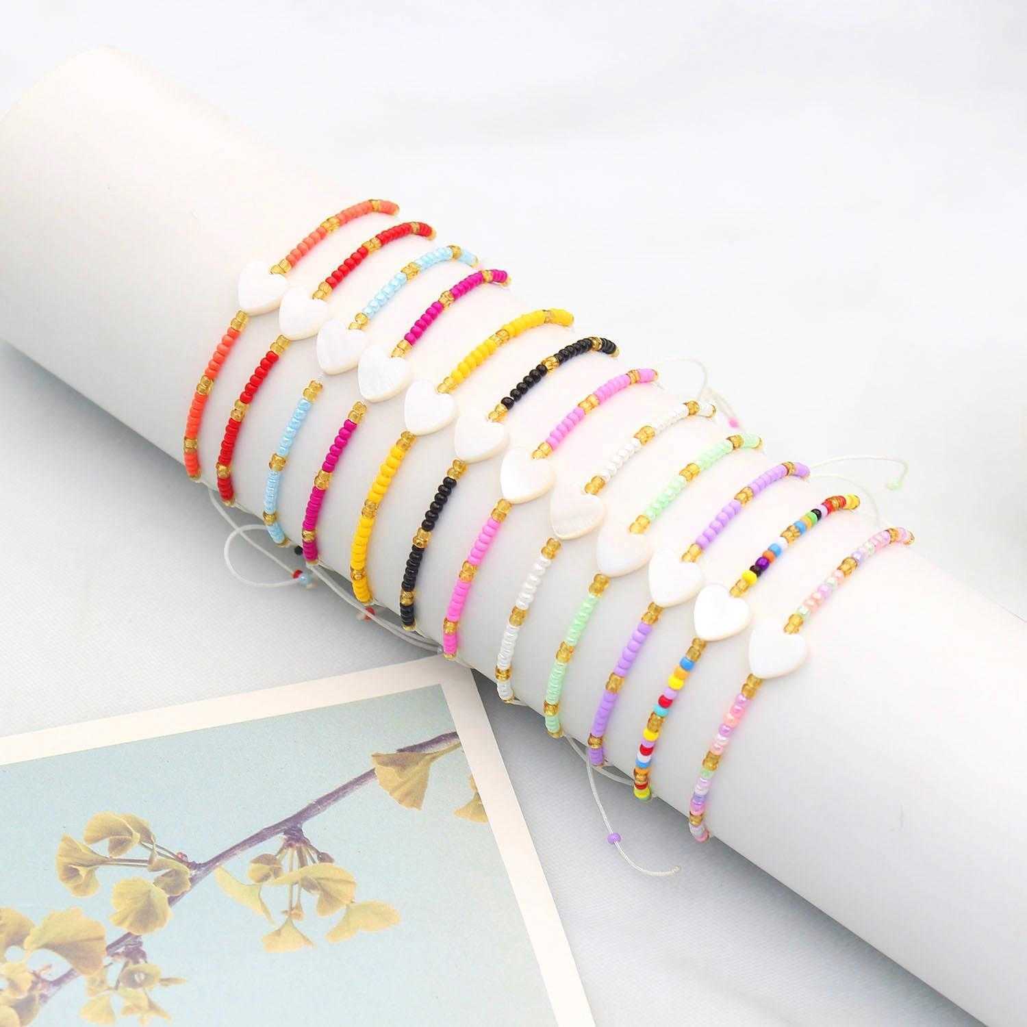 

Fashion Natural Stone Beads Strands Female Ins Tide Special Interest Design Color Matching Elastic Beaded Heart Bracelet