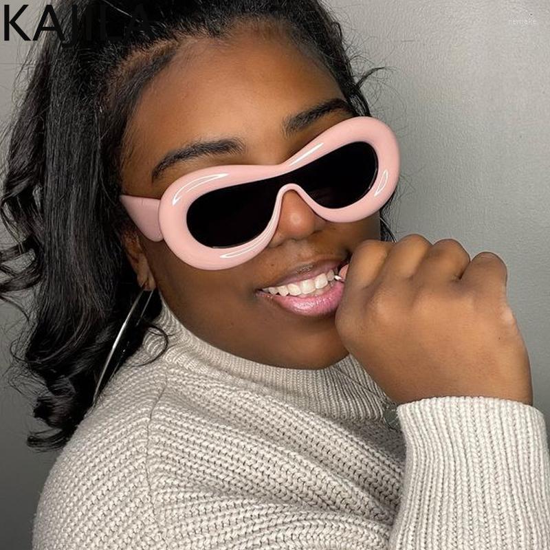

Sunglasses Inflated Shield Women 2023 Designer Thick Chunky Retro Sun Glasses For Ladies UV400 Lentes De Sol Mujer