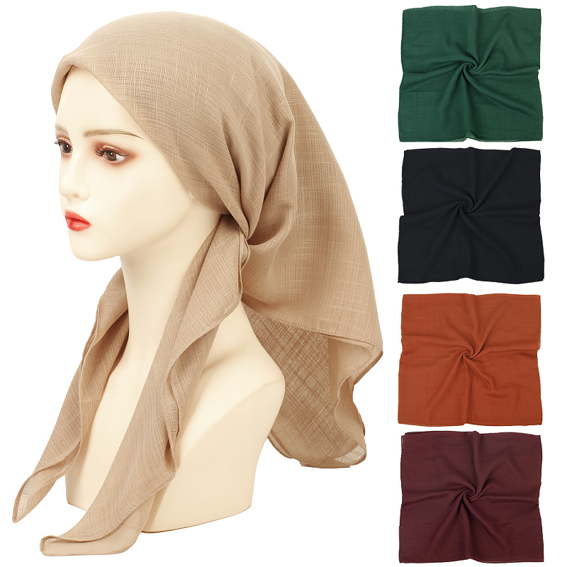 

Sarongs Geebro Fashion Women Solid Color Scarf Headscarf Snood Neckerchief Female Foulard Padded Shawl Scarves Retro Head Neck Silk 230509