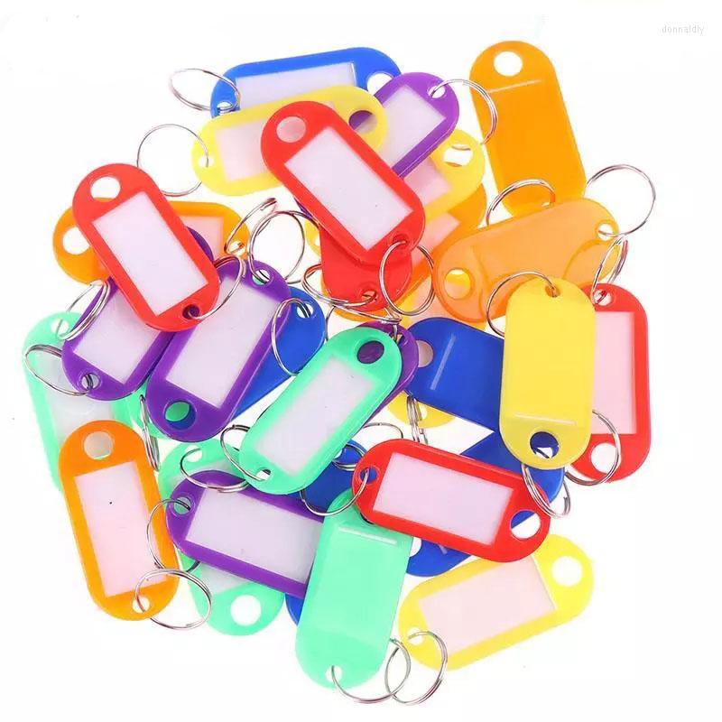 

Keychains 30Pcs Multicolor Plastic Keychain Key Fobs Luggage Id Label Name Cards Tags With Split Ring For Baggage Chains Rings