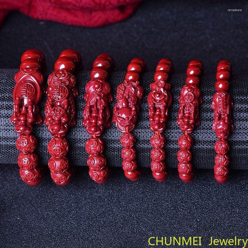 

Strand Oriental Women Cinnabar Bracelet Female Male Advanced Hand Carved Women's