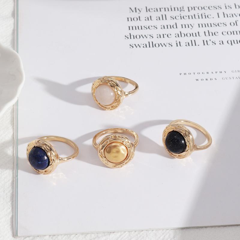 

Cluster Rings Round Blue Rose Pink Quartz Stone Acrylic Beads Fashion Inner Dia 1.7cm Brincos Pendientes Jewelry For Women