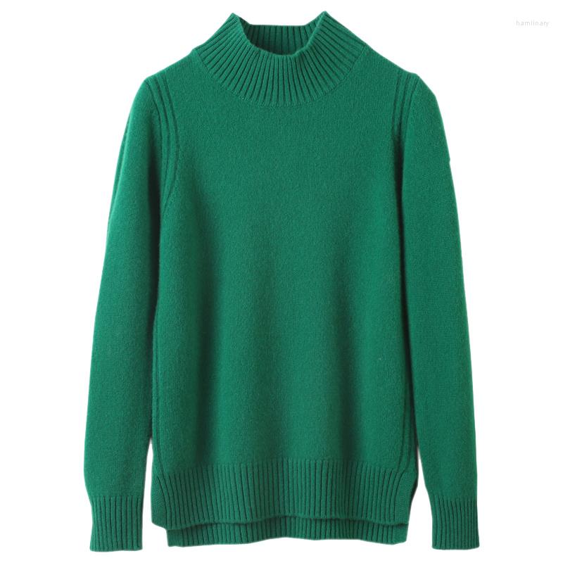 

Women's Sweaters Autumn Winter 2023 Pullover Thicken Loose Size Women Pure Wool Sweater Coat Solid Color Knitted Jumper Tops Girl Clothe, Green