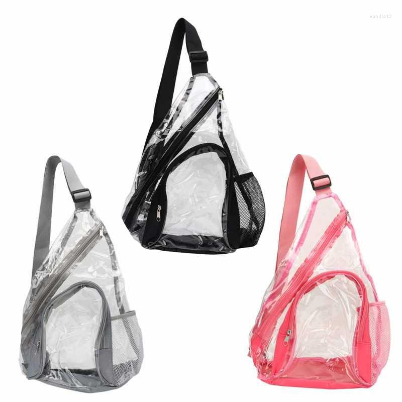 

Outdoor Bags Transparent Chest Backpack PVC Comfortable Clear Sling Bag For Travel, Pink