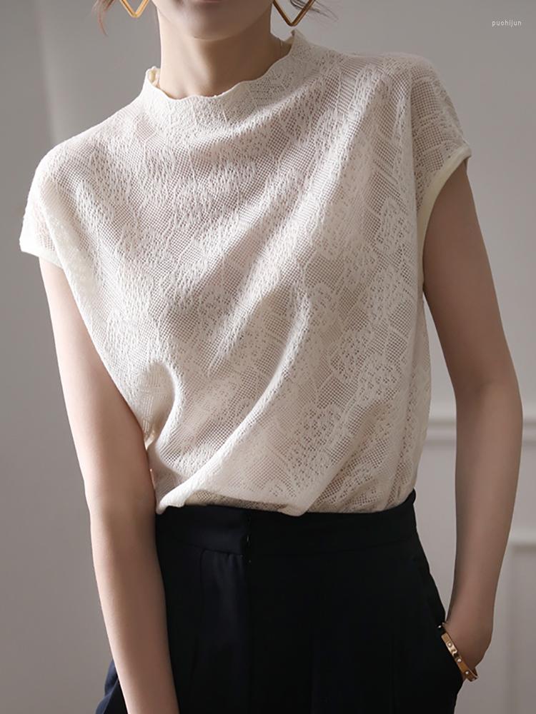 

Women's T Shirts Thin Knitted Shirt Women T-Shirts Korean Fashion Womens Clothing Hollow Out Tee Femme Summer Tops 2023 Camisetas Mujer, Pink