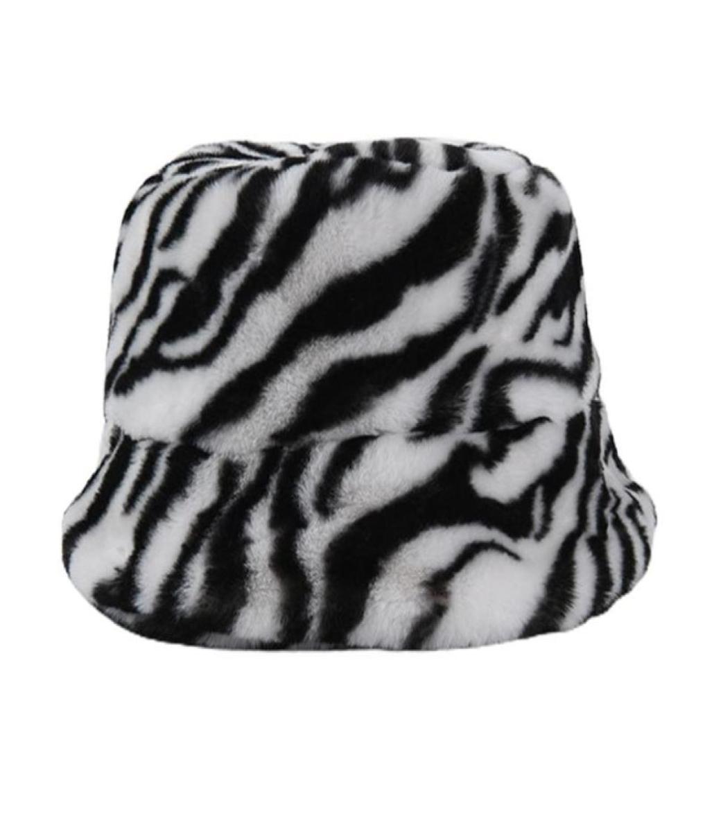 

Wide Brim Hats Women Vintage Leopard Zebra Print Bucket Hat Winter Fuzzy Plush Fisherman Cap XX9D8048769, Red