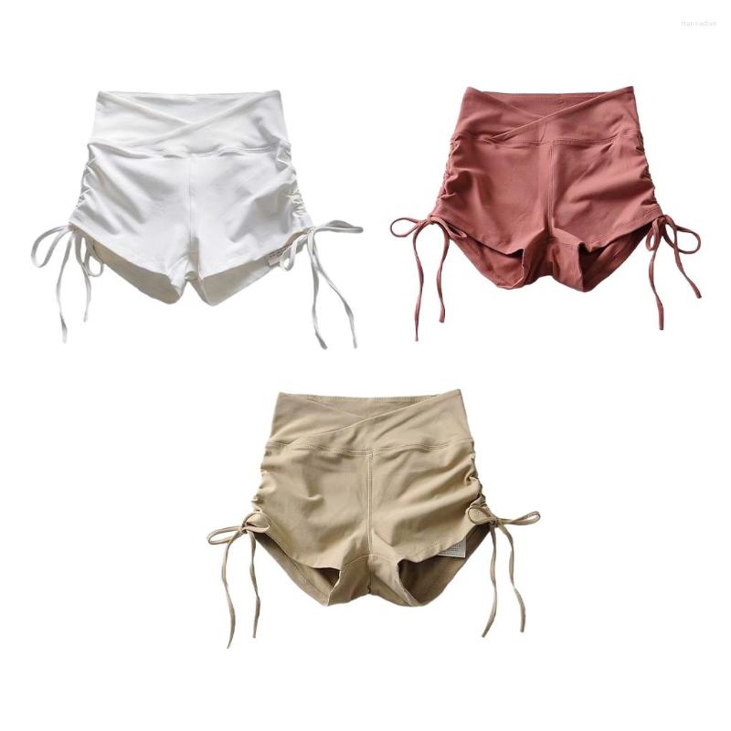 

Active Shorts Women Workout Drawstring Elastic Fitness Hip Lifting Tights Push Up Short Leggings For Yoga Running White, Redm