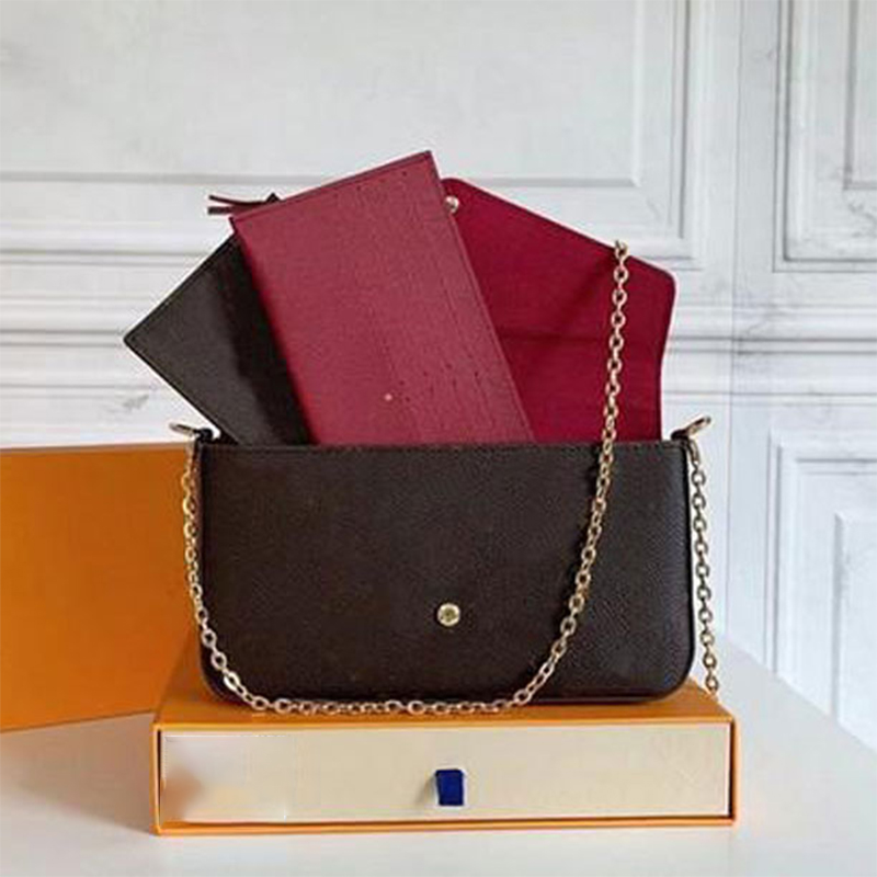 

women designer bag Shoulder bag pochette crossbody leather bag handbag messenger classic 3pcs 3 piece set lady clutch luxury makeup bag, 40156-1