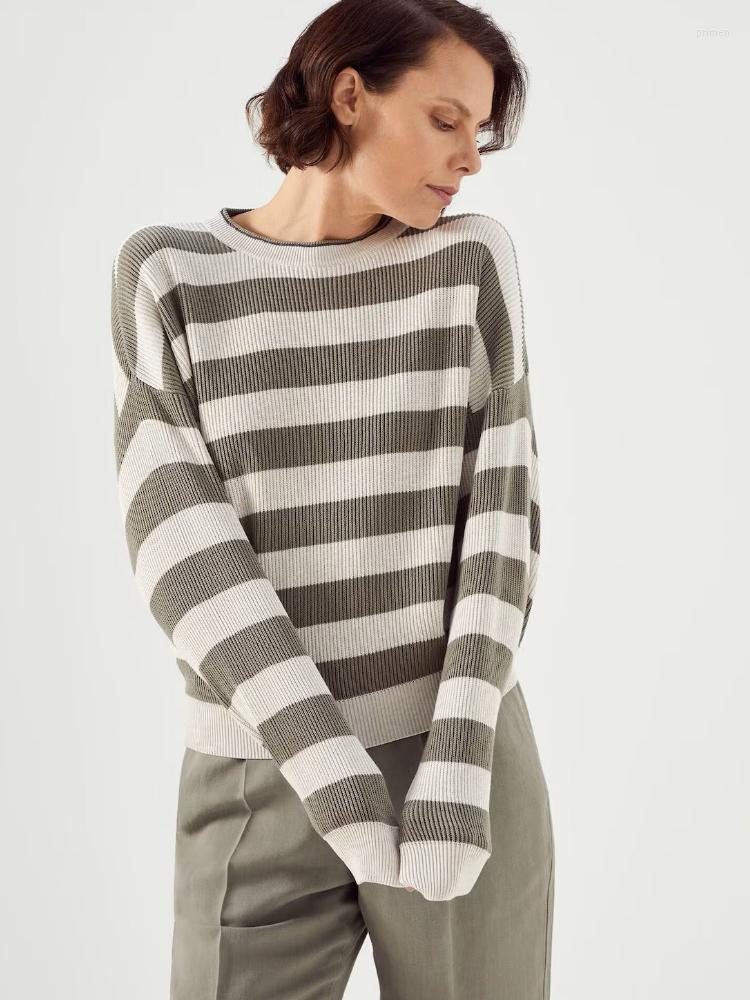 

Women' Sweaters Simple Wide Stripe Round Rib Knitted Long Sleeves Pullover 2023 Spring Casual Top Women, Purple