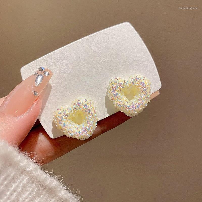 

Stud Earrings Colorful White Resin Heart For Women Girls Korean Acrylic Wedding Party Fashion Jewelry Accessories Gift