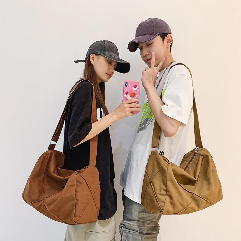 

Evening Bags Canvas Fashion Commute Bag Large Capacity Women Messenger Simple Casual Portable Solid Color Designer Female Satchel, Brown