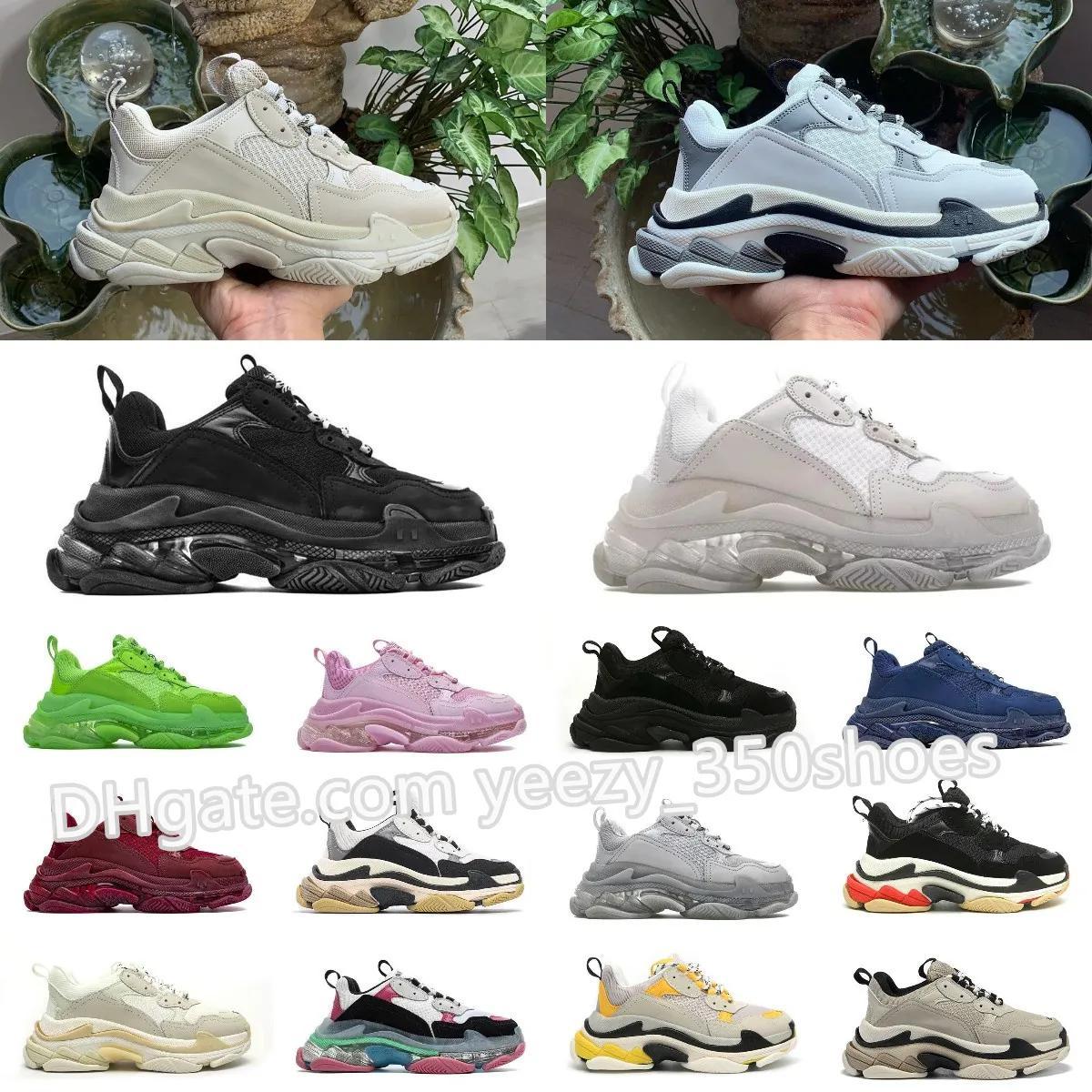 

2023 NEW 17FW triple s men women designer casual shoes platform sneakers clear sole black white grey red pink blue Royal Neon Green mens tra, B028