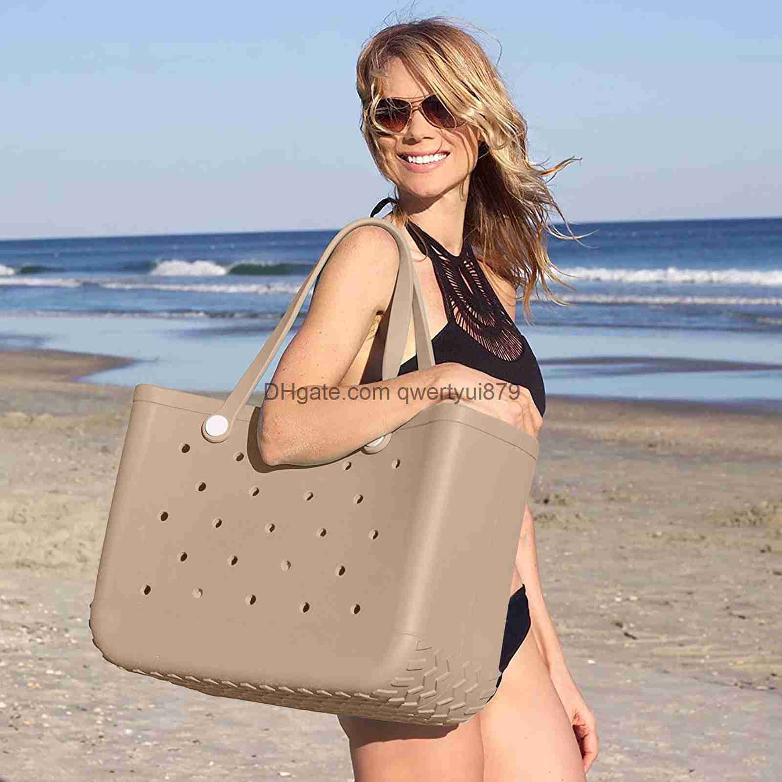 

qwertyui879 Shoulder Bags Rubber Beach Shoulder Bags Designer Luxury Tote Handbag Summer Travel Outdoor Waterproof Large Shopping Storage Basket For Women, Yellow
