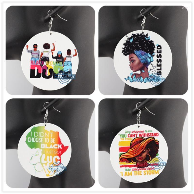 

Dangle Earrings !! Black Woman Are Dope Wooden Can Mixed Designs