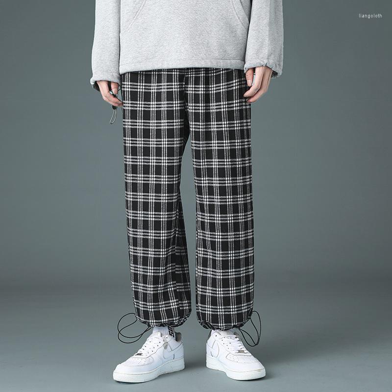 

Men's Pants Summer Plaid Men Casual Straight Trousers For Male/Female Harajuku Hip-hop -3XL 2023, Black