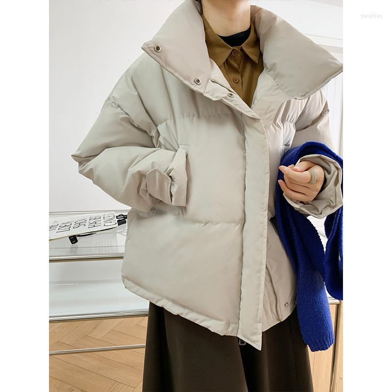 

Women's Trench Coats 2023 Winter Women Padded Coat Solid Color Stand Collar Zipper Warm Thick Straight Short Loose Jacket Female Parkas