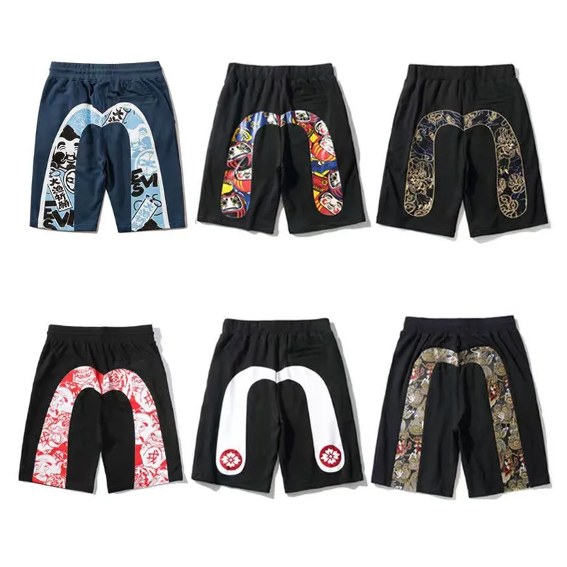 

Men's Plus Size Shorts ev jeans M-shaped embroidered straight leg wide leg pants EV hot pants shorts high street hip-hop women's shorts oversized M-L-XL-XXL-XXL-S, 06