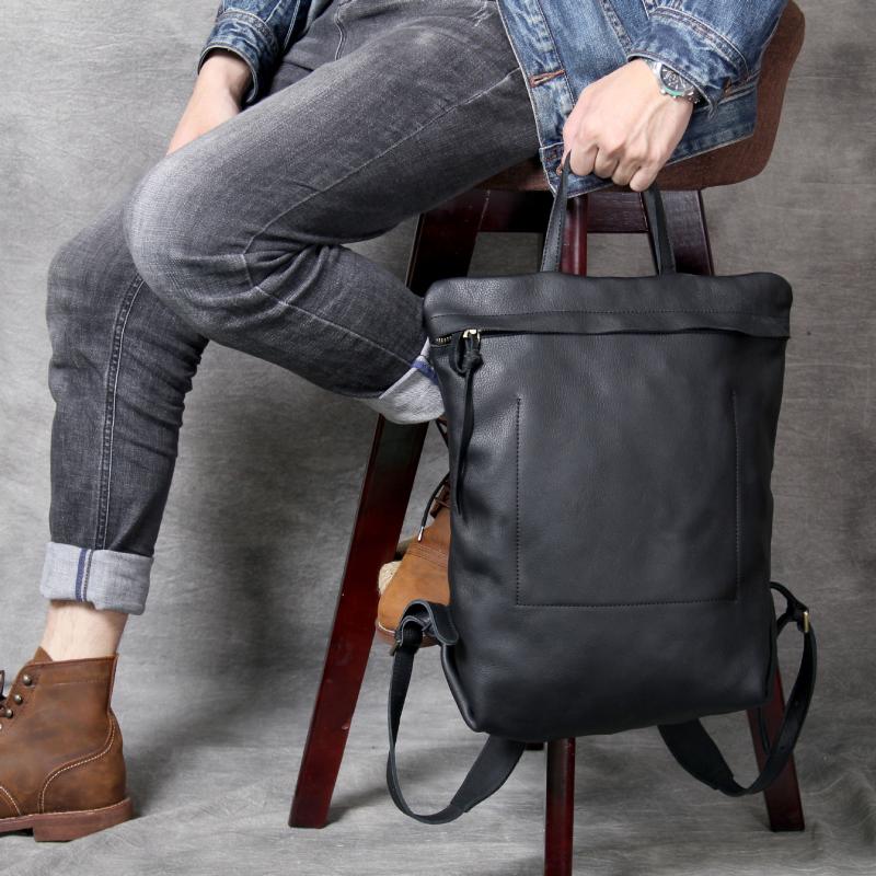 

Backpack SIKU Men's Cow Leather Fashion Genuine Casual Travel Bag, Black