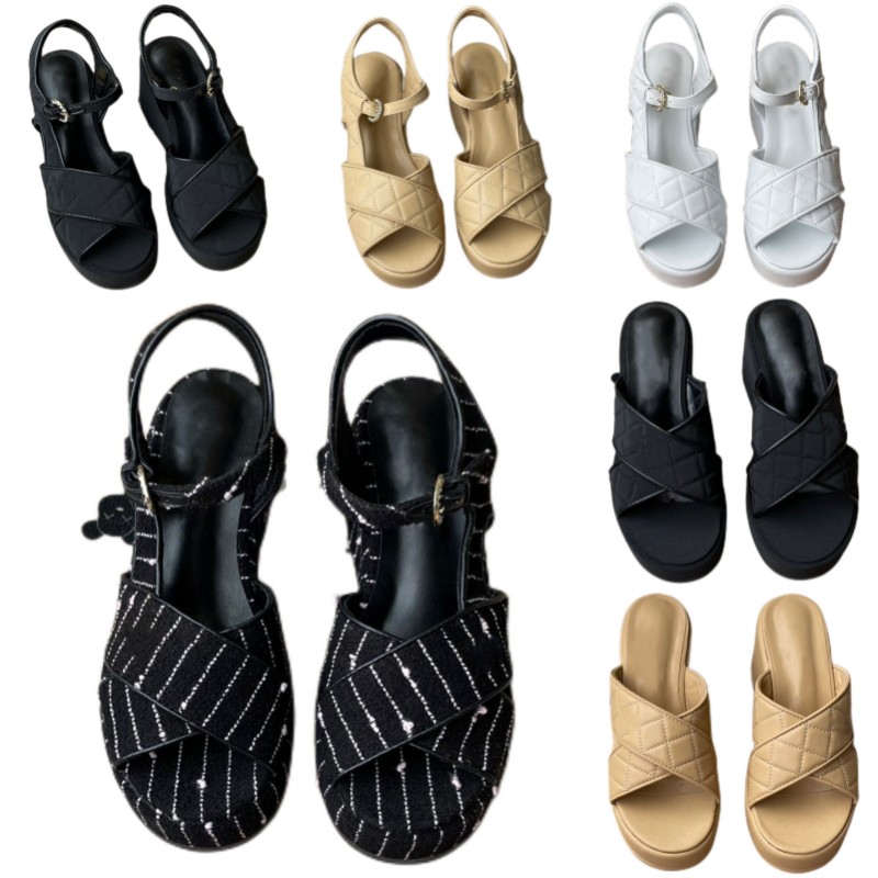 

New fashion slippers top designer lace ang writes genuine leather high heels letter anti slip shoes outdoor beach shoes indoor casual sheepskin thick heels shoes