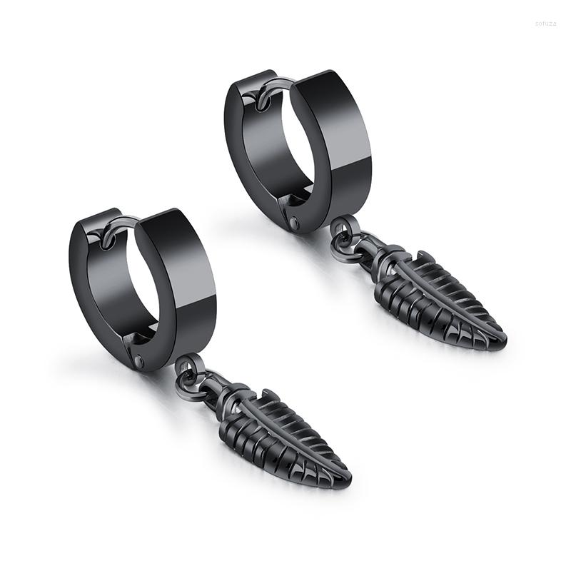 

Stud Earrings Black Women Fashion Hoop Earring Pendant Jewelry Stainless Steel Leaf Ear Drop Gifts For Woman Accessories Wholesale