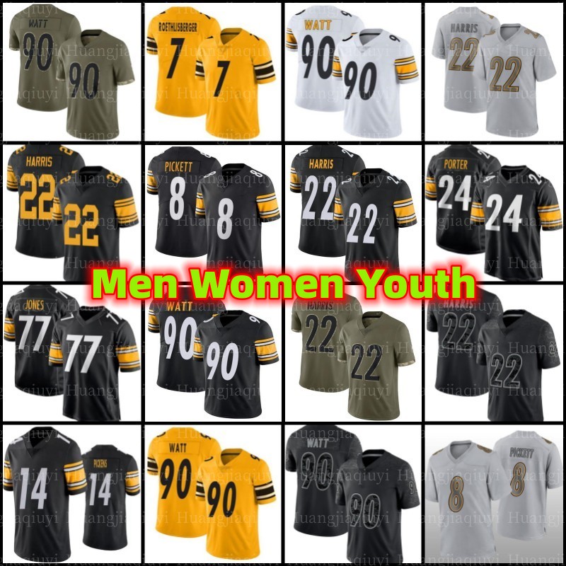 

T.J. Watt Football Jersey 8 Kenny Pickett Najee Harris Pat Freiermuth Chase George Pickens Fitzpatrick Chris Boswell Haden Broderick Jones Joey Porter Jr Johnson, Youth jersey