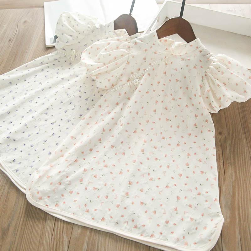 

Girl Dresses Summer Girls Dress Pearl Fragmented Flower For Wholesale, Orange