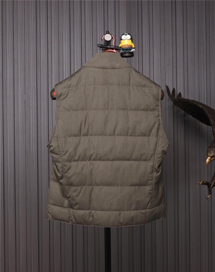 

Men Vests Brunello Cucinelli Downs Wool Silk White Duck Down Autumn and Winter Jacket with Pocket2289862, Gray