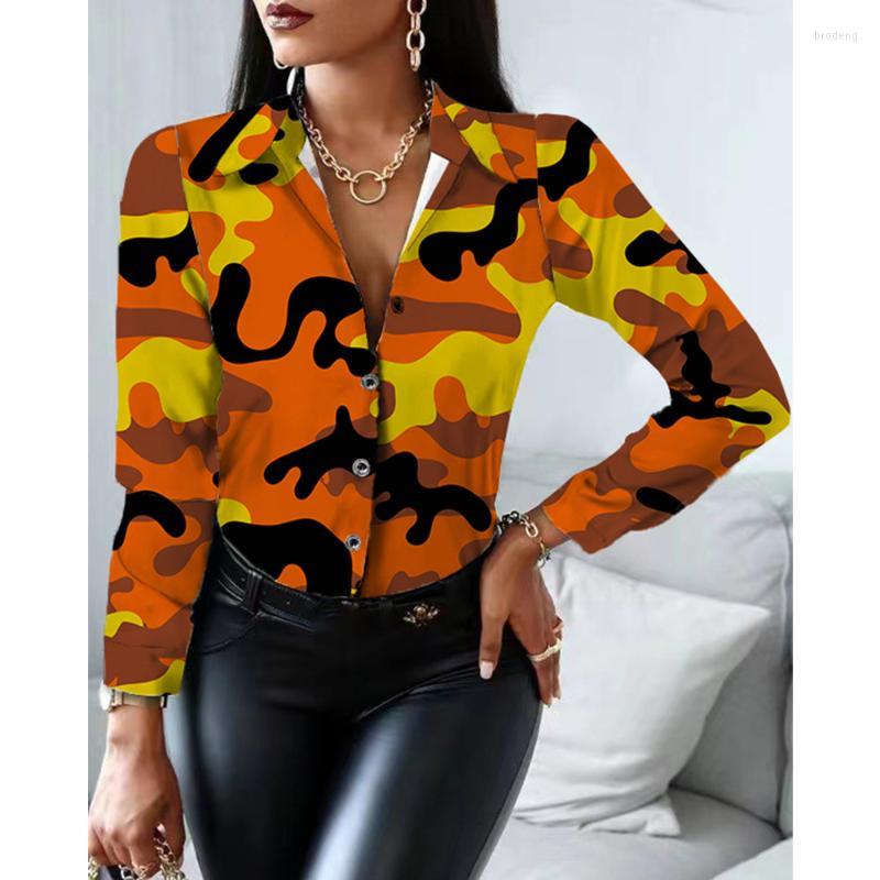 

Women's Blouses & Shirts Ladies High Street Summer Spring Business Geometric Elements Soft Suitable Special Full Sleeve Tees Shirt V-neck To, 35