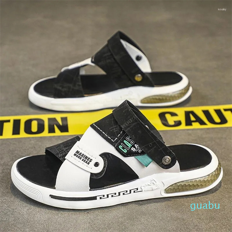 

Slippers In Sandals For Men Casual Summer Platform Leather Outdoor Beach Slides Male Shoes 2 Wear Flip-Flops Fisherman, White cx606