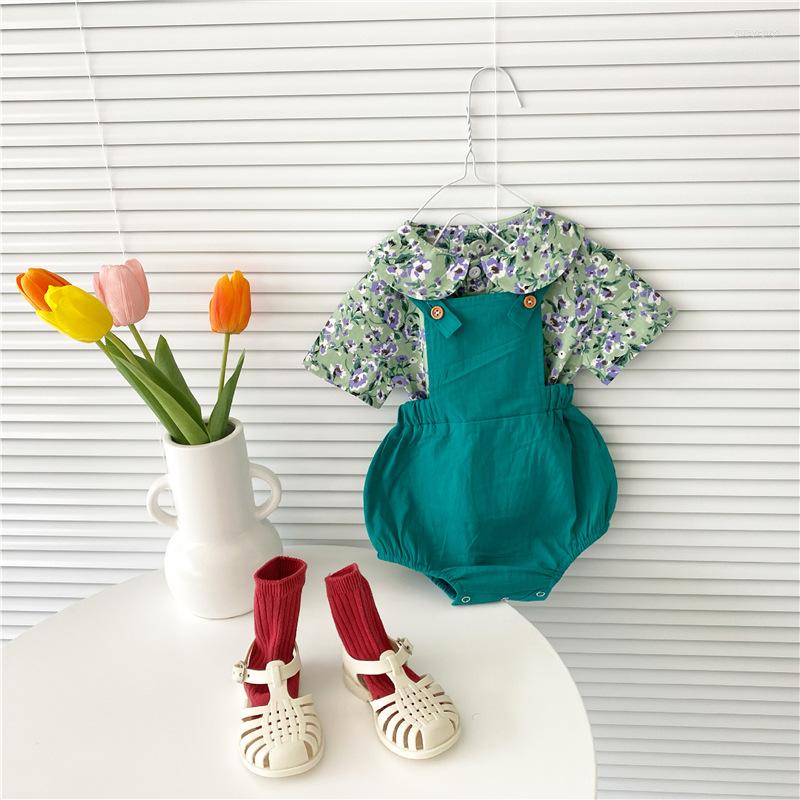 

Clothing Sets MILANCEL 2023 Summer Baby Girls Cloths Floral Tee And Solid Bodysuits Outfit Born Suit, Green