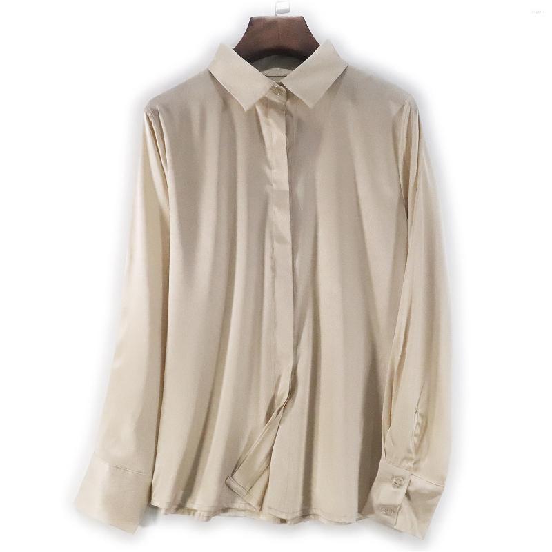 

Women's Blouses 2023 19mm Silk Blouse Women High Quality Pure XL Shirt Beige Tops Summer Lady Clothing, Picture shown