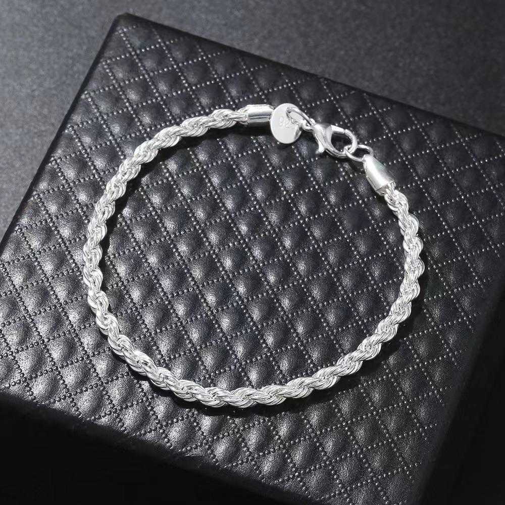 

Ornament Twist Twisted String Bracelet Simple Fashion Silver Plated Women