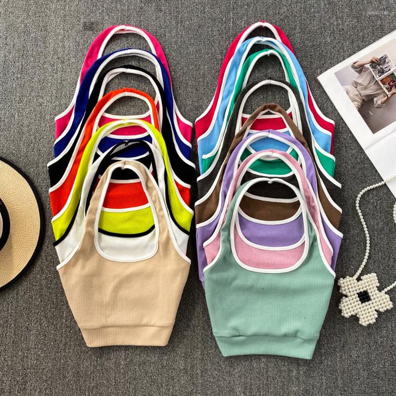 

Women's Tanks Sports Style Summer Camis Women Almighty Casual Hault Colorblock Spliced Sexy Femme Corset Crop Tank Tops Skinny Camisoles, Green