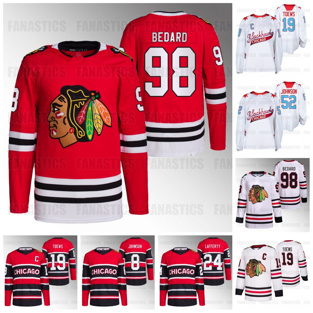 

98 Connor Bedard Max Domi 2022-2023 Blackhawks Jerseys Jonathan Toews Philipp Kurashev Caleb Jones Andreas Athanasiou Jake McCabe Jones Lafferty Chicago Custom, Home authentic mens s-3xl